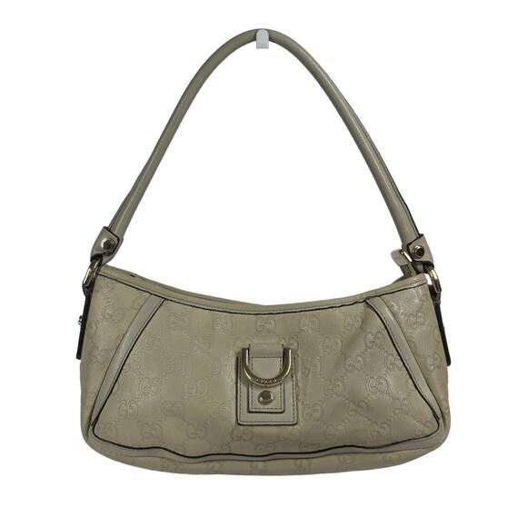 Gucci Vintage Ivory Leather GG Monogram Abbey Pochette Shoulder Bag - Picture 1 of 8